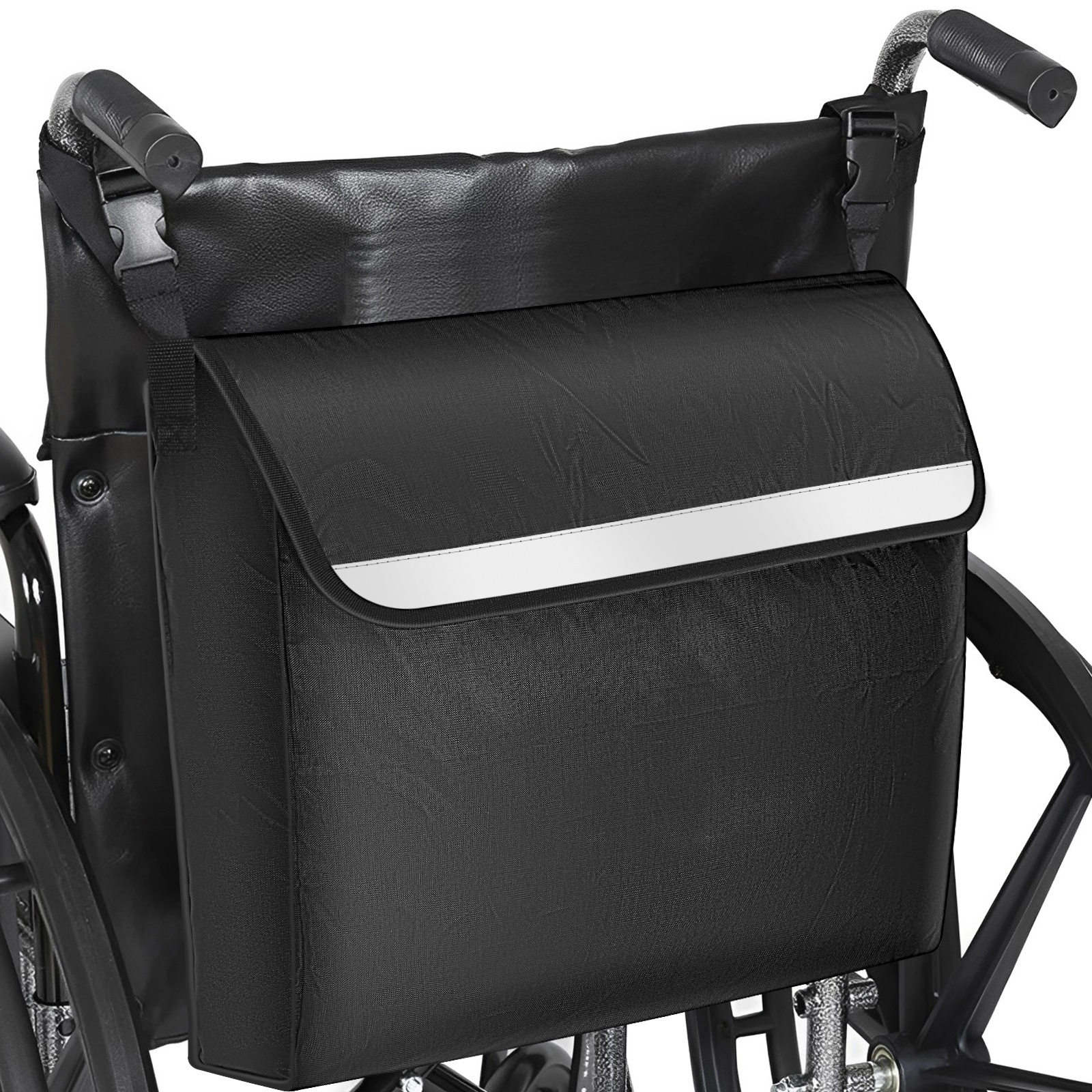 1pc Rollstuhl-Tasche, wasserdichte Rollstuhl-Tasche mit sicherem  reflektierendem Streifen, großer Kapazität Walker Aufbewahrungstasche