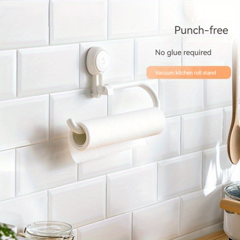 Punch-free Kitchen Bathroom Cabinet Suction Cup Paper Towel Holder Roll  Paper Holder