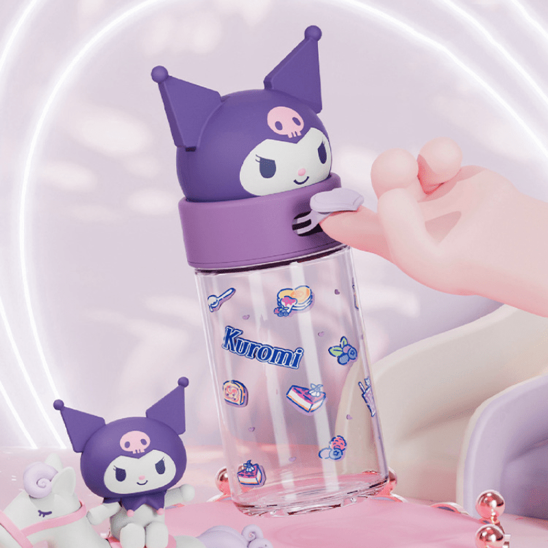 Cartoon Anime Sanrio Glass Straw Cup With Lid Melody Kuromi Cinnamoroll  Children Milk Cup Water Cup