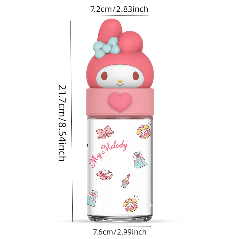 400Ml Anime Hello Kitty Printed Glass Straw Cup Cartoon Milk Juice  Container Cold Drink Homewith Cover