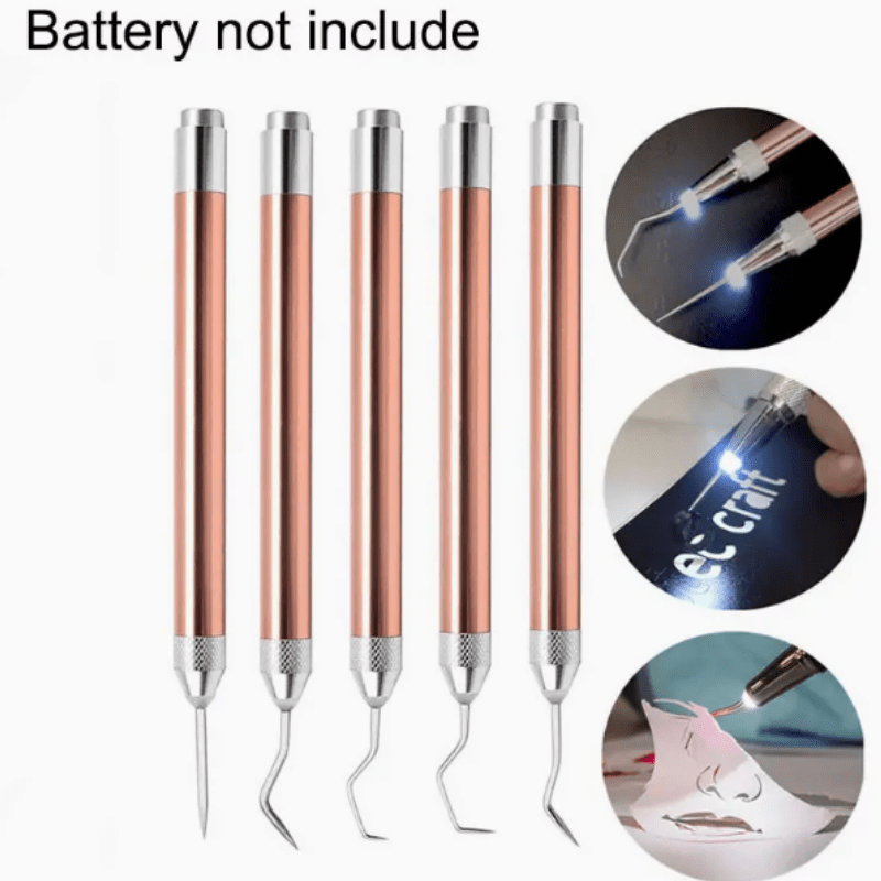 6 Pcs Weeding Tools For Vinyl Rechargeable With Led Light Set 3 Led Pen  With 5 Pin Lighted Tweezers