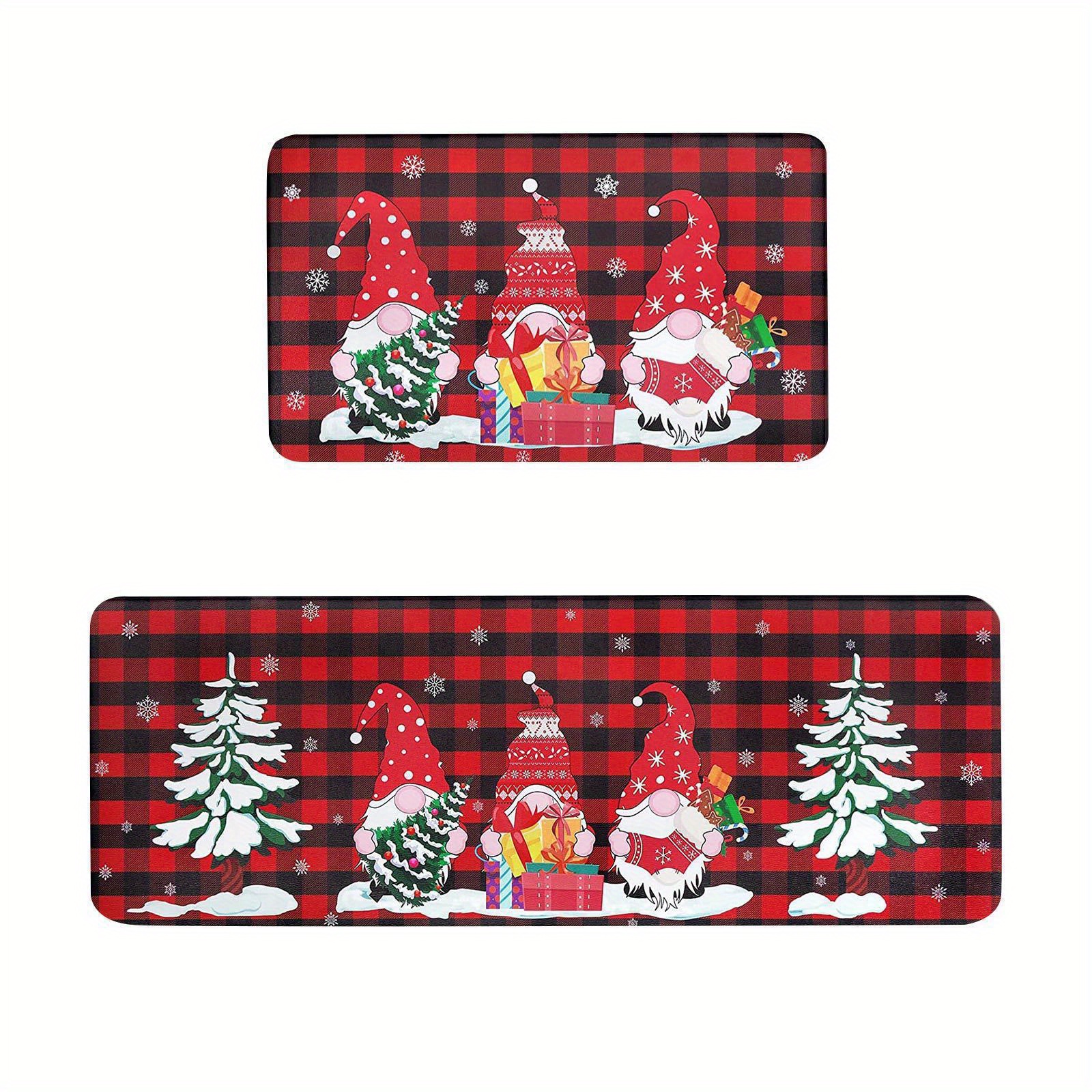 2 Pieces Buffalo Plaid Kitchen Rugs Set Farmhouse Decor Kitchen