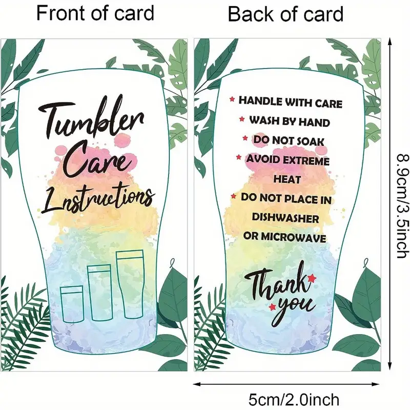 Tumbler Care Instructions Cards Packaging Customer - Temu
