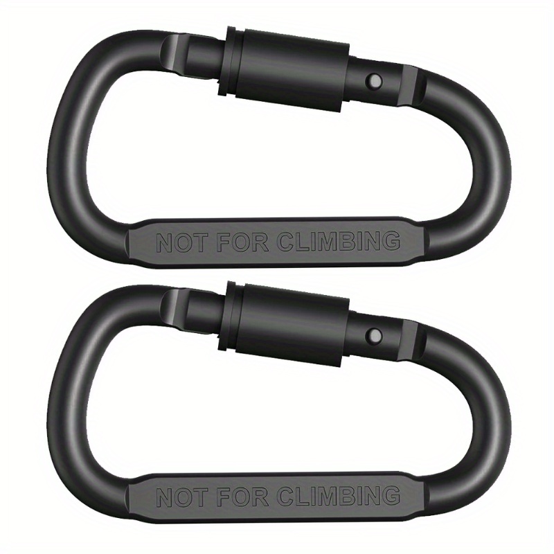 5Pcs Black Carabiner Clips for Mountaineering D Shaped Buckle Aluminum  Alloy Locking Spring Snap Hook Keychain Outdoor Camping