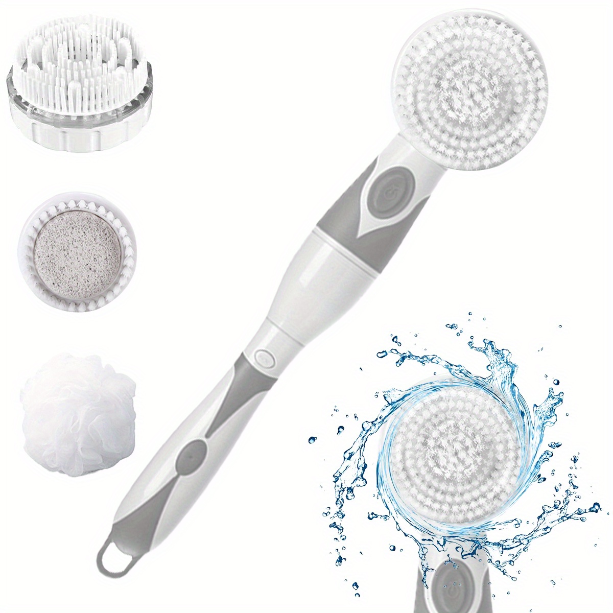 Electric Body Brush Sonic Scrubber 5-in-1 Back Brush Cordless Bath Brush  Shower Scrubber Rechargeable Silicone Body Scrubber with Long Handle for  Men