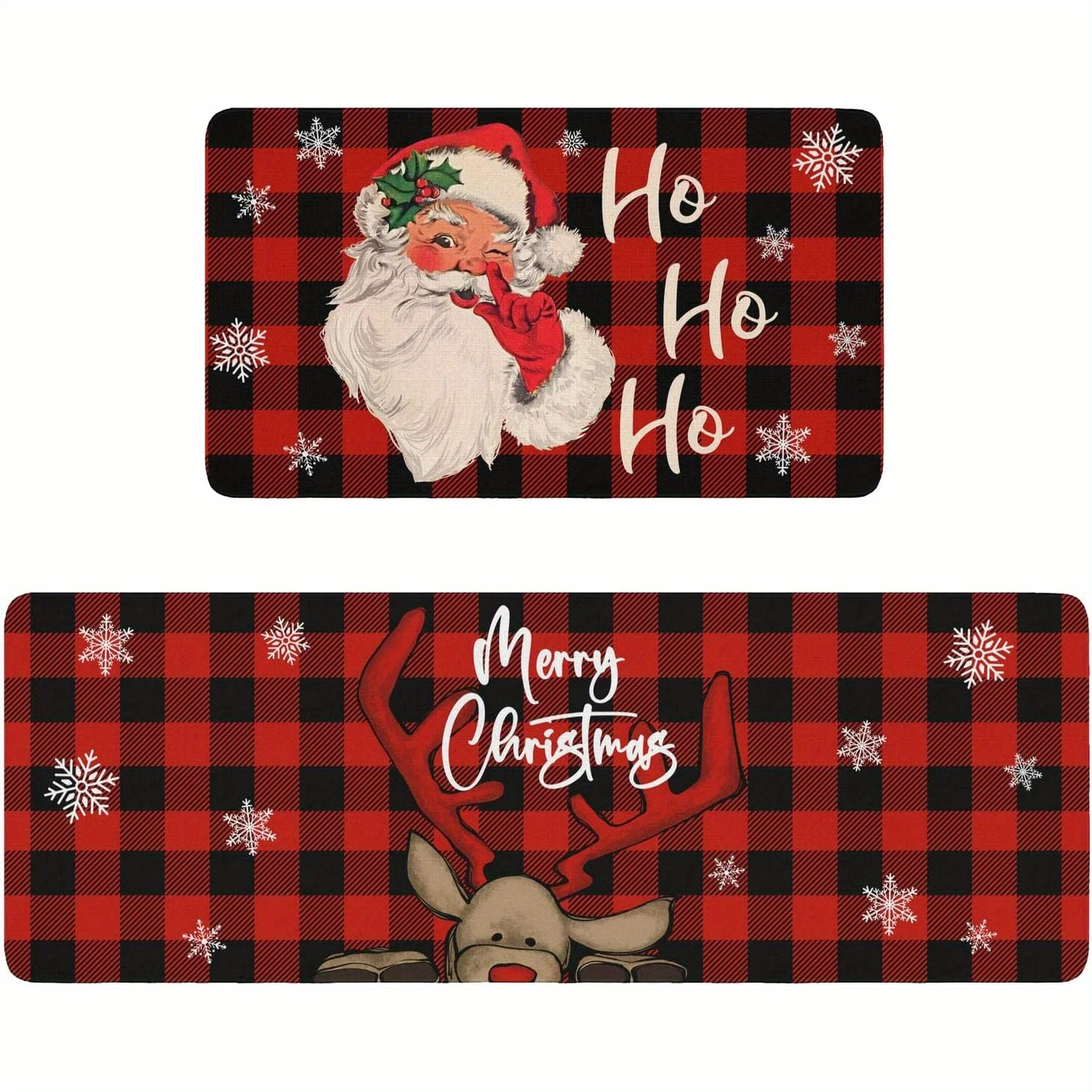 Christmas Red Truck Kitchen Mat, Home Decor Buffalo Plaid Christmas Kitchen  Rugs