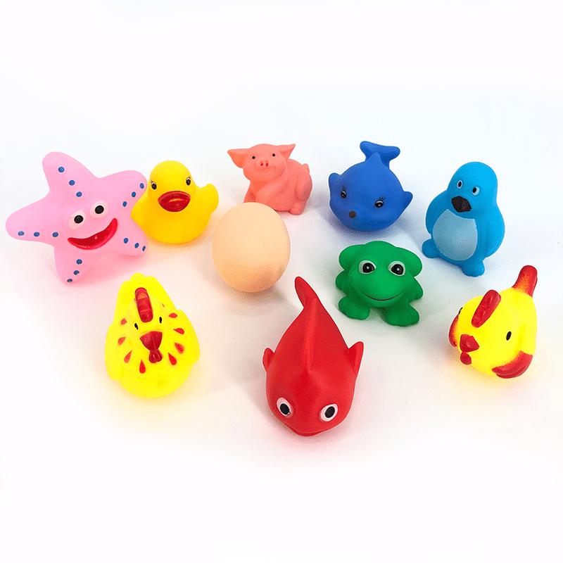 Set 4 Juguetes Para Baño Animales De Agua Goma Bebe Ludi — Atrix