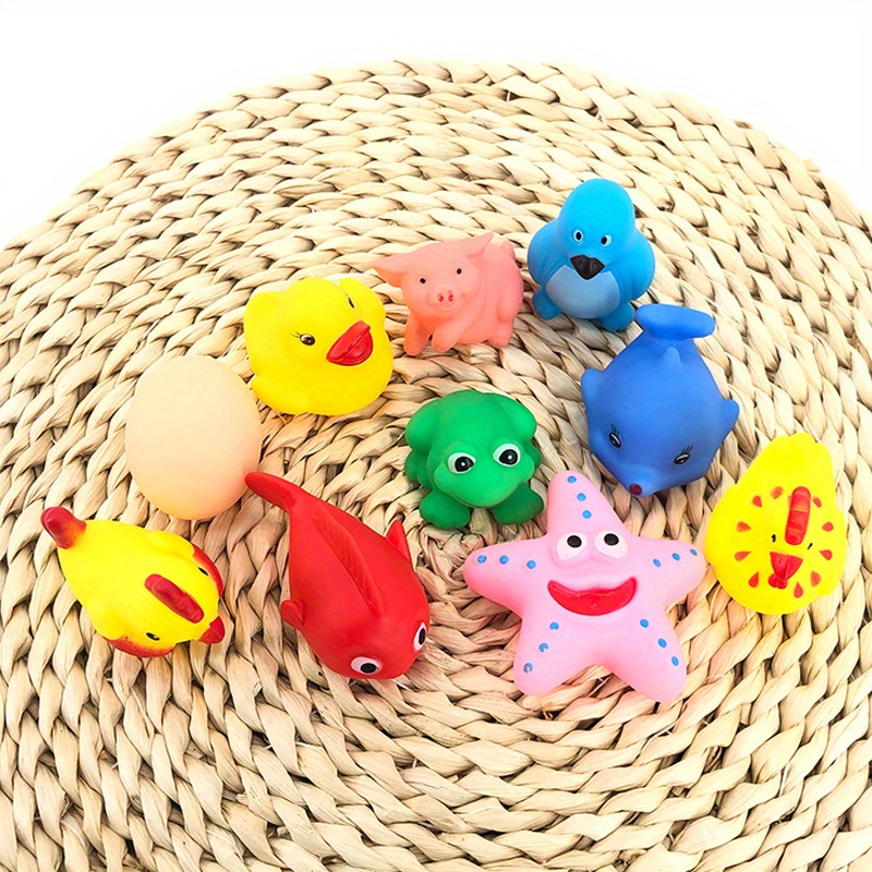 BOHS Peces de goma para chorros – Lindo flotador de dibujos animados suave  – Baño de bebé Jugar agua animales marinos juguetes – 6 unidades