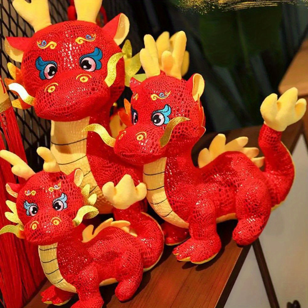 Mairbeon Year of 2024 Cartoon Dragon Plush Doll Toy Chinese Dragon Zodiac  Mascot Doll Keychain Stuffed Animal Doll Pendant Festival Decoration New