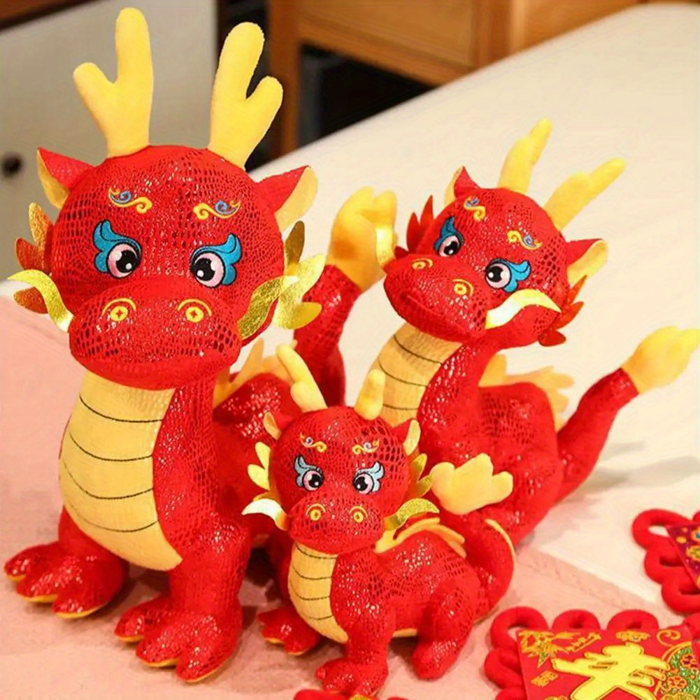 Mairbeon Year of 2024 Cartoon Dragon Plush Doll Toy Chinese Dragon Zodiac  Mascot Doll Keychain Stuffed Animal Doll Pendant Festival Decoration New