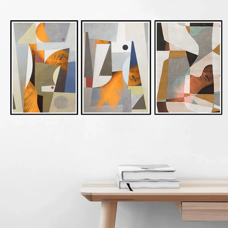 3 Sets Colorful Abstract Color Blocks, Nordic Home Aesthetic Posters,  Living Room Bedroom, Wall Art For Wall Decor, Home Decor, No Frame