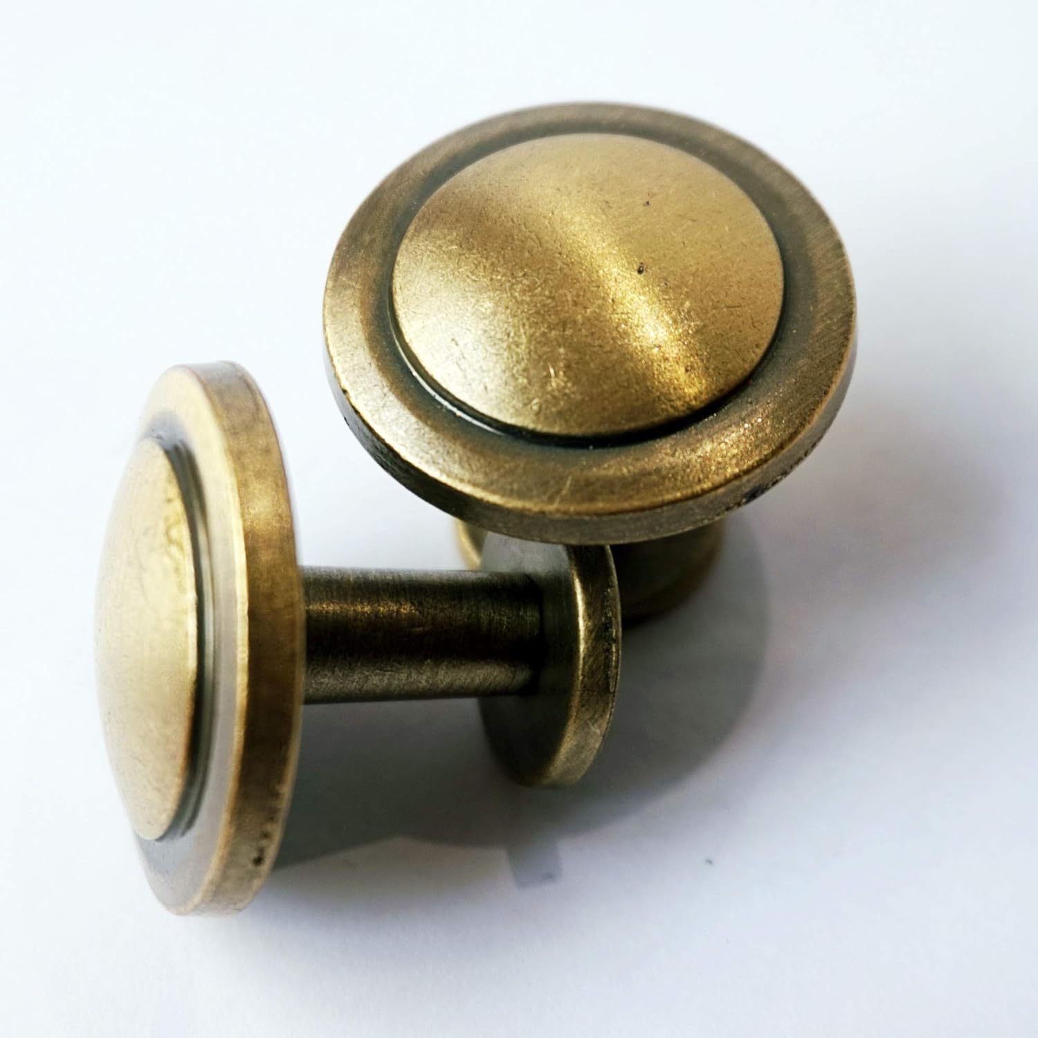 Tiazza 4pcs Round Solid Brass Knobs Antique Cabinet Drawer