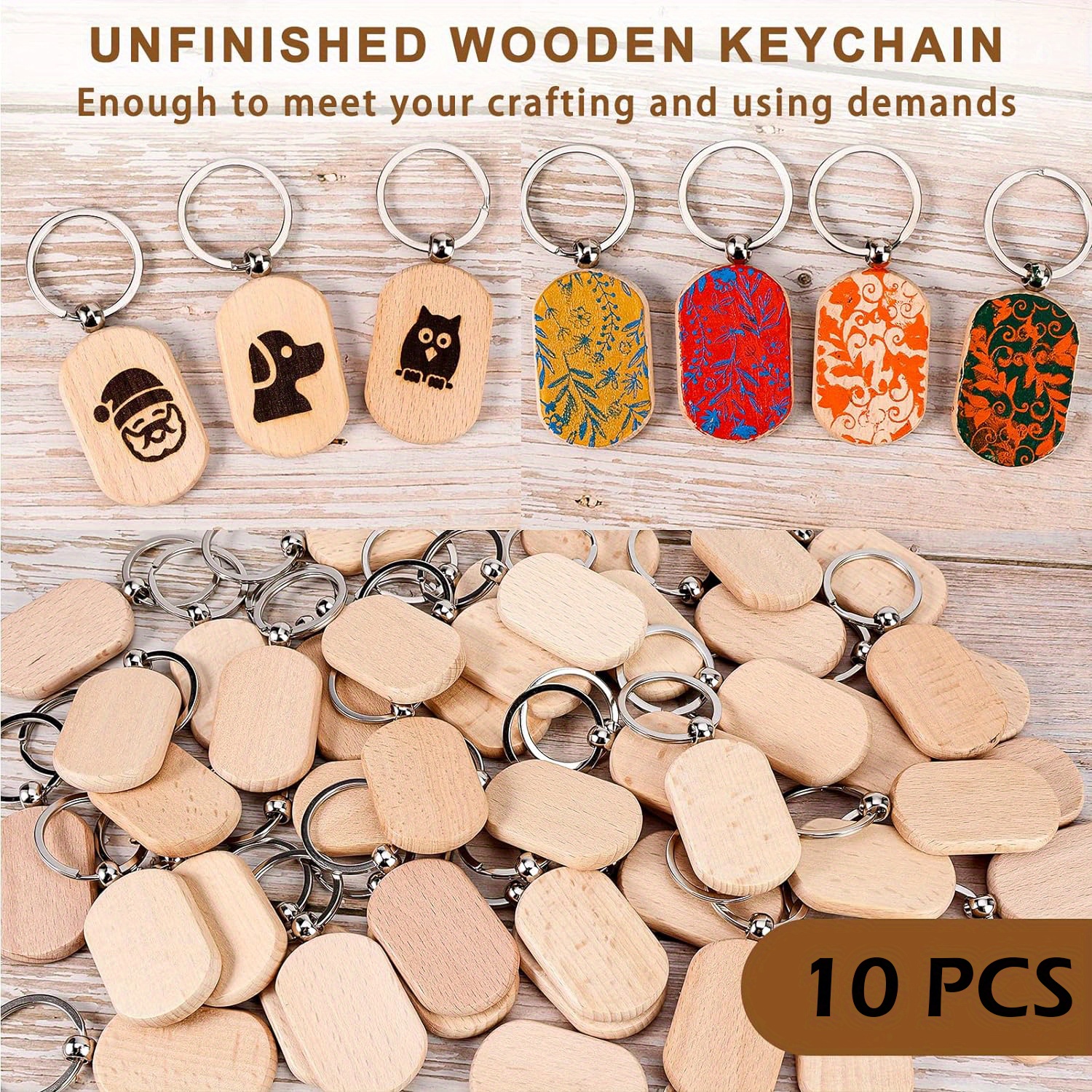 Blank Rectangle Wooden Keychain Set Wood Pieces With Key - Temu