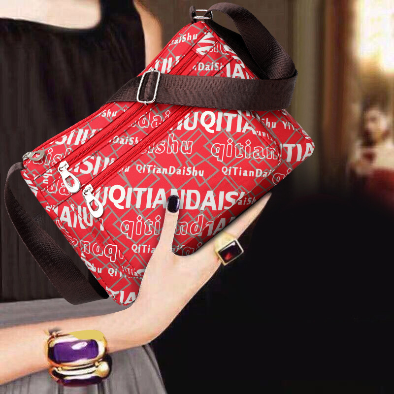 Letter Print Crossbody Bag, Fashion Canvas Shoulder Bag, Women's Multi  Zipper Pockets Purse
