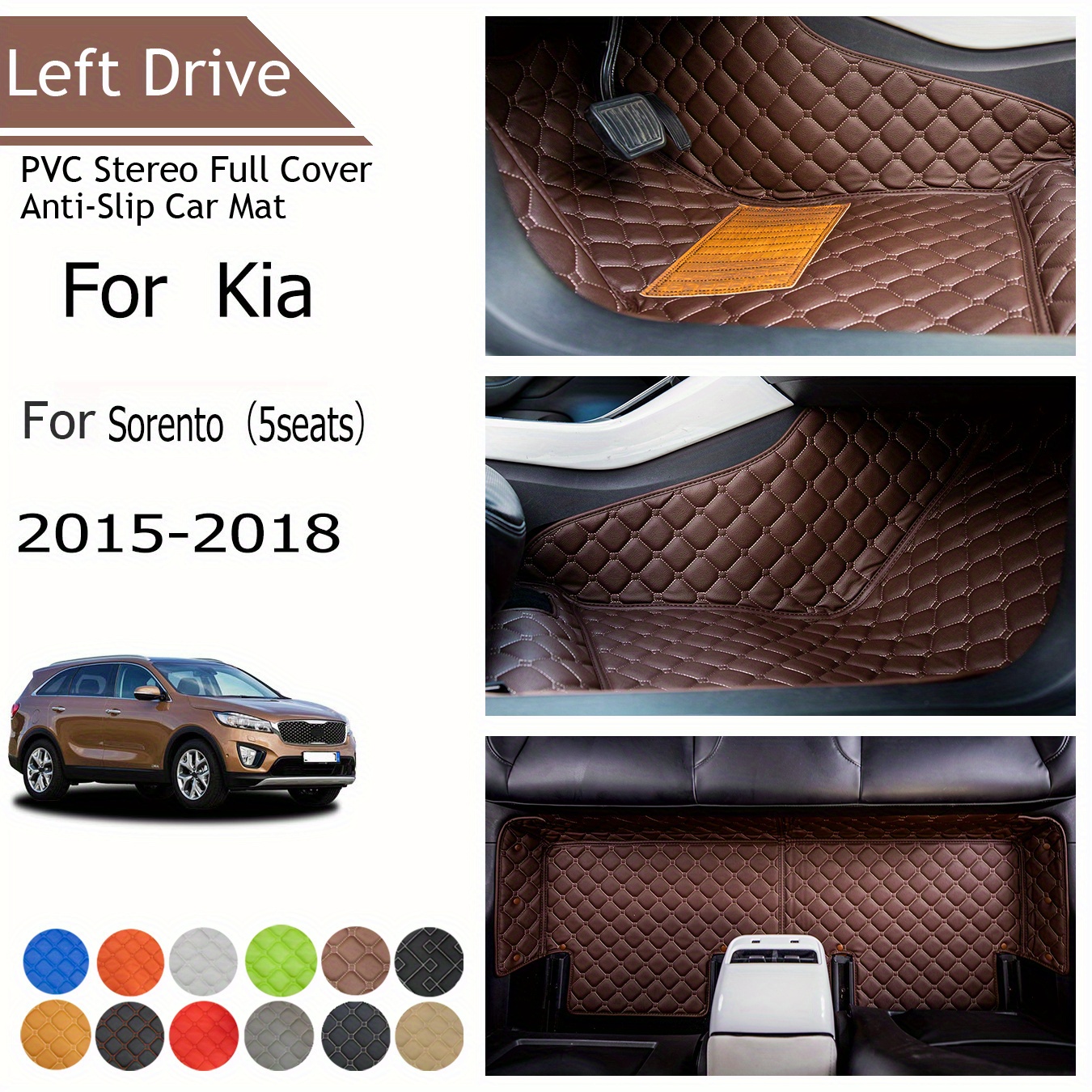 

Tegart [lhd]for Kia For Sorento (5seats) 2015-2018 3 Layer Pvc Stereo Full Cover Anti-slip Car Mat