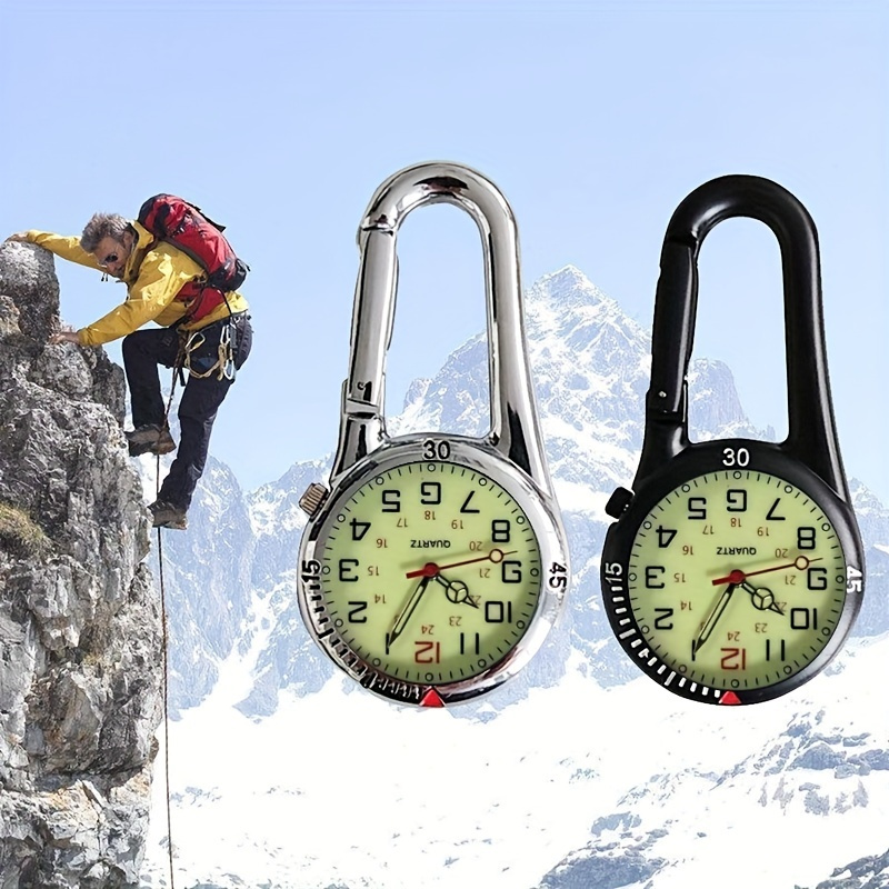 Digital Climbing Watch, Clip-On Backpack Carabiner Pocket Watch For Men,  Compass Temperature Week Display Mountaineering Outdoor Sport Watch, Ideal  ch