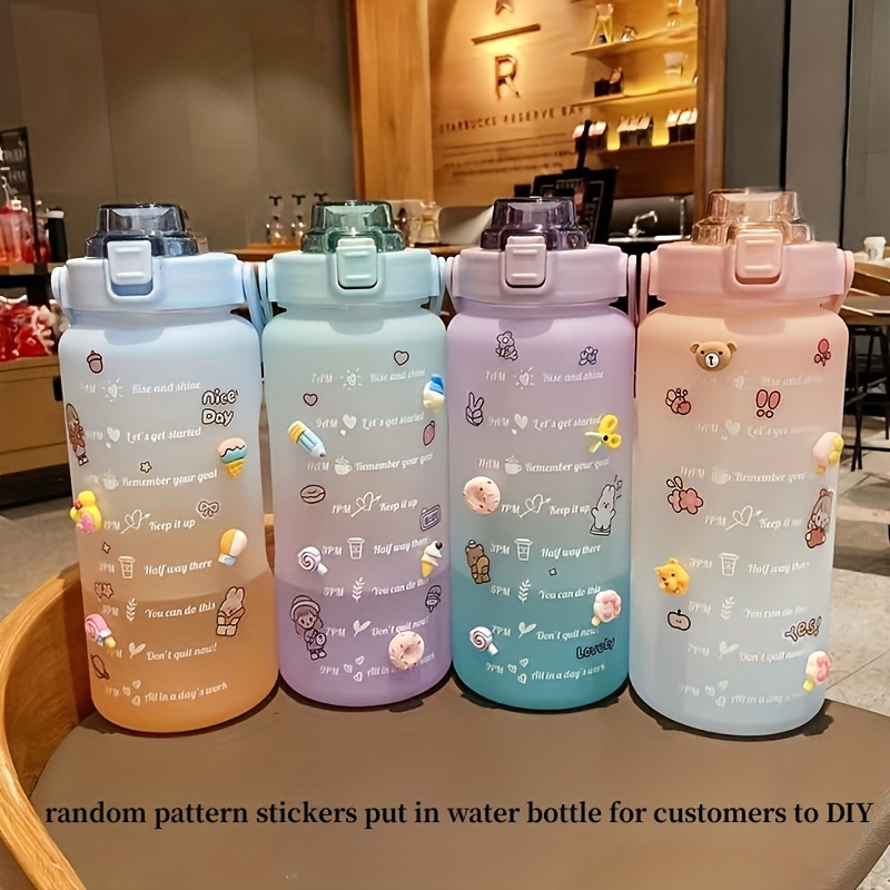 Bpa-free Leakproof Water Bottle With Straw & Stickers - Kawaii Motivational  Design For Office, School, Gym & Workout! - Temu