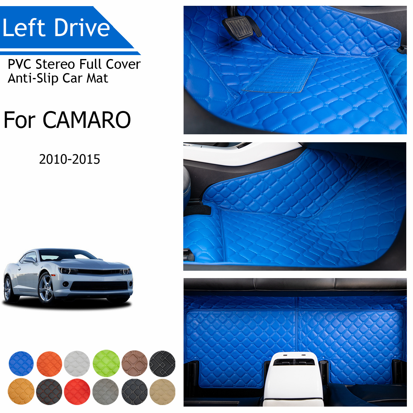 

Tegart [lhd]for Chevrolet For Camaro 2010-2015 3 Layer Pvc Stereo Full Cover Anti-slip Car Mat