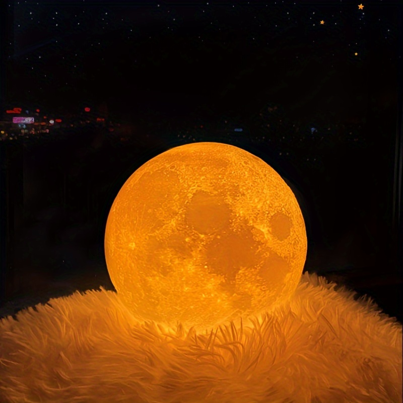 Lámpara Luna Led 3d Luz Nocturna En Forma Luna Soporte Luz - Temu