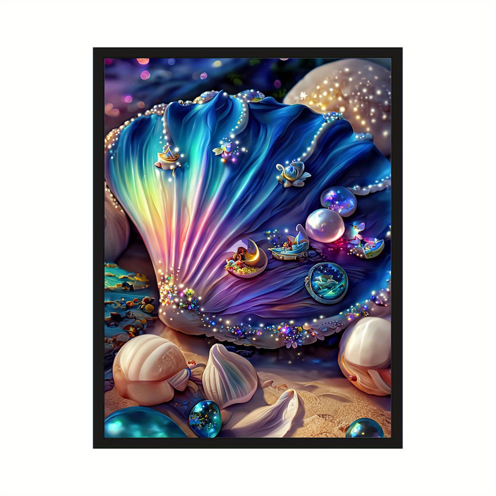 Diy Diamond Painting Beach Shell Art Handmade Home Wall Art - Temu