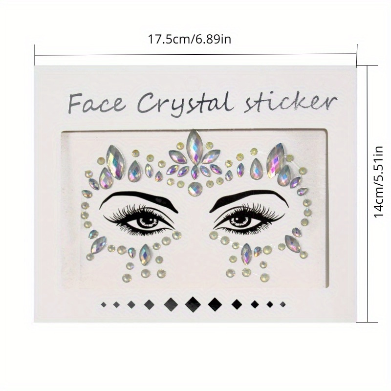 4 Sheets Noctilucent Face Temporary Tattoo Luminous Rhinestones