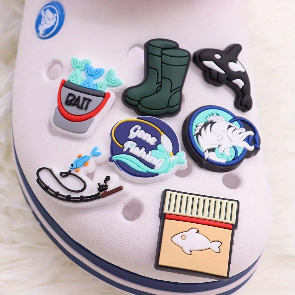 16pcs PVC Fish Lobster Rods Cartoon Shoe Charms for Clogs Sandal Decoration, DIY Accessories,Temu
