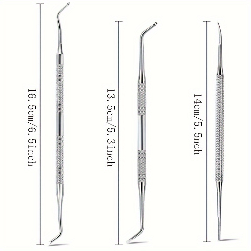 3pcs Ingrown Toenail Removal Tool and File Set Stainless Steel Pedicure Kit
