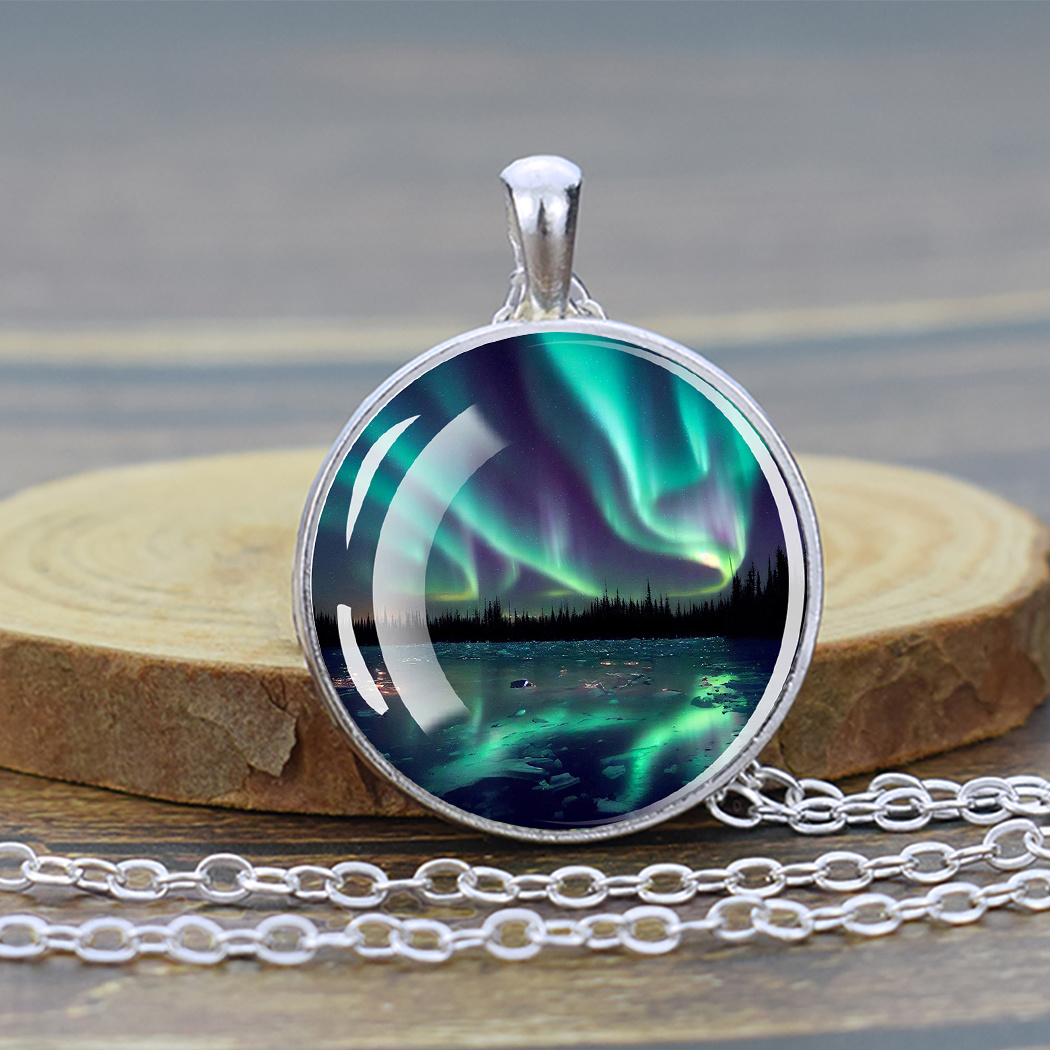 Northern lights pendant, northern light Jewelry,Aurora Borealis necklace,  Dome glass jewelry, pure handmade : : Clothing, Shoes & Accessories
