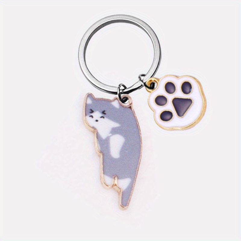 Cute Cartoon Kitten Keychain Alloy Key Ring Bag Pendant