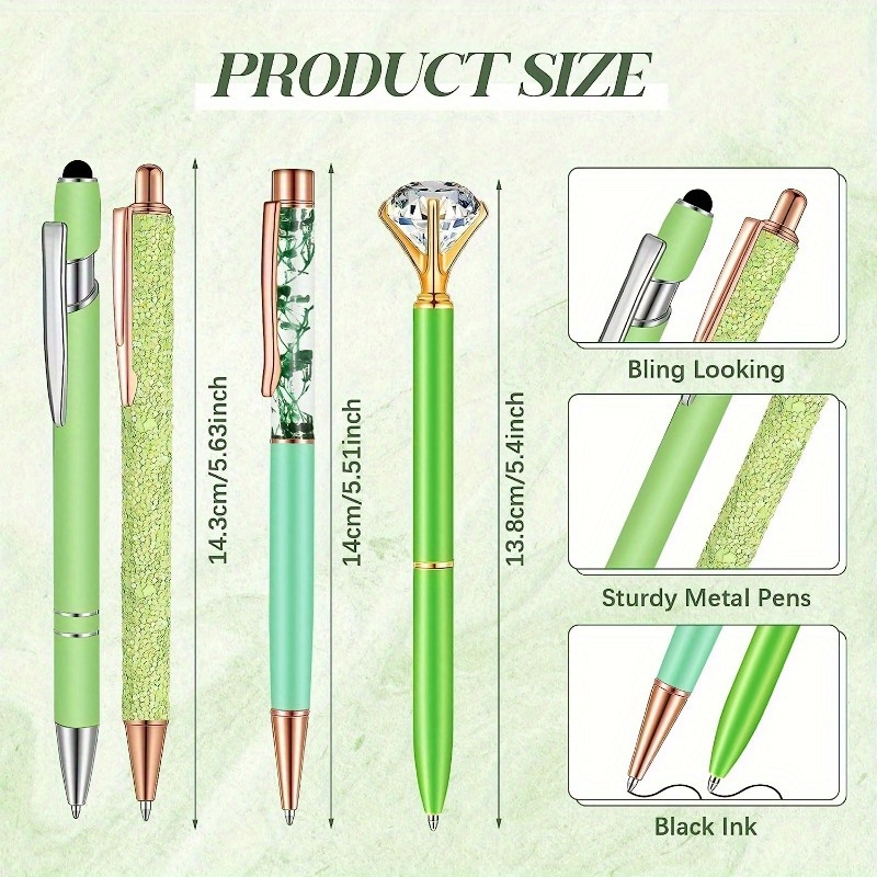 Ballpoint Pens Set Metal Crystal Diamond Shape Pen Liquid - Temu