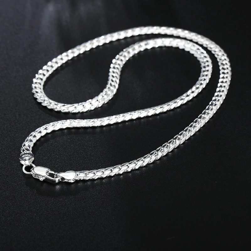 

1pc Full Side Embossed Clavicle Chain Necklace, 5mm*50cm