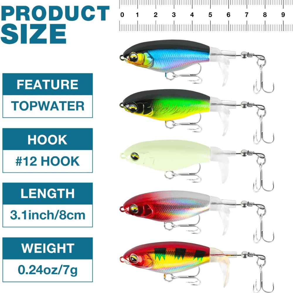 Top Water Fishing Lures Bait With Propeller Tail - Temu