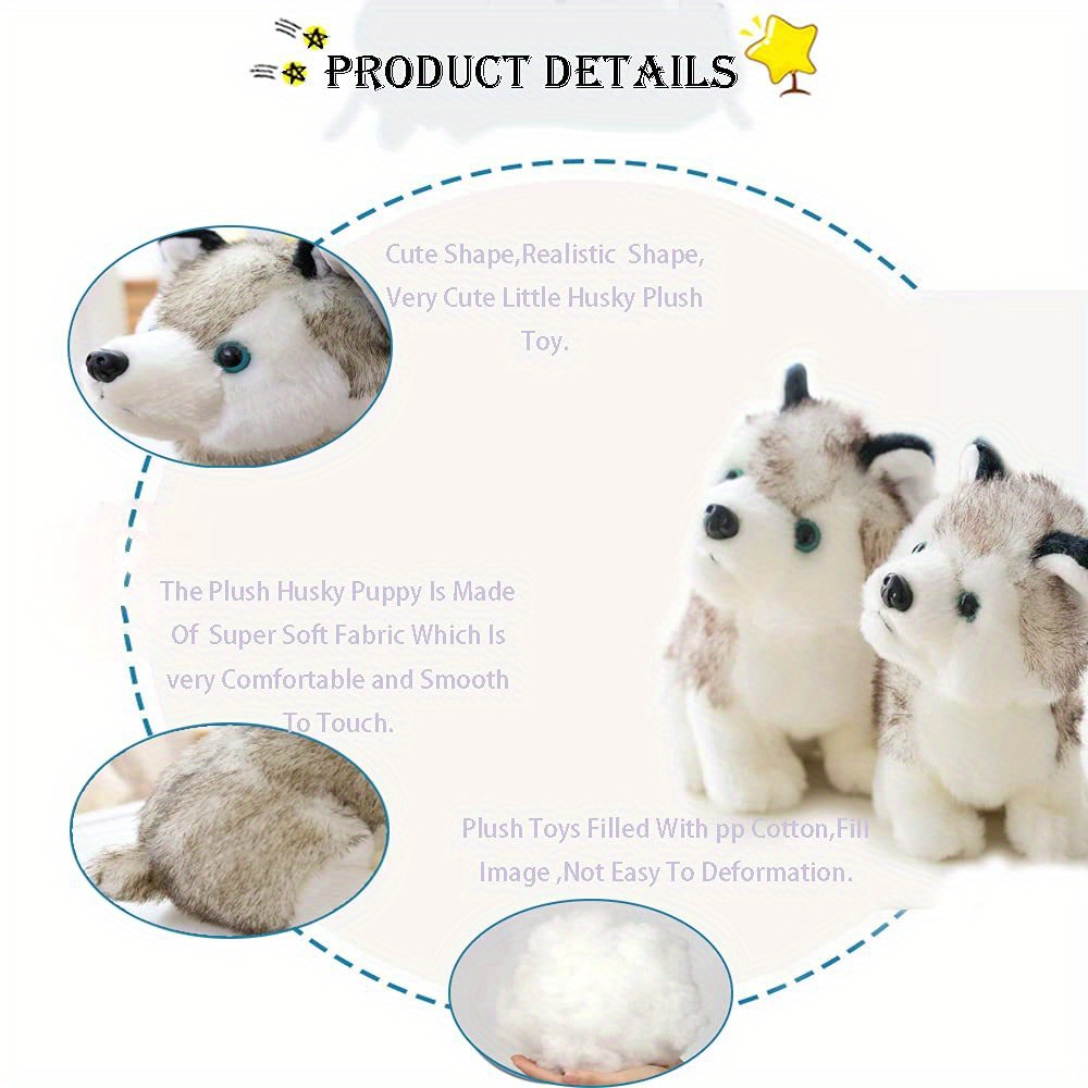Realistic Husky Dog Stuffed Toys Plush Animals Kids Toys - Temu Canada