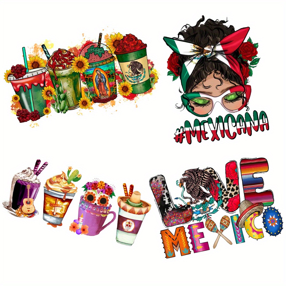 9 Pieces | Hard Hat Mexican Stickers Sugar Skull Mexico Flag Decals