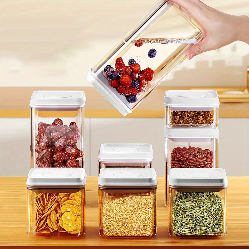 1pc Plastic Food Storage Jar, Minimalist Clear Food Storage Jar For