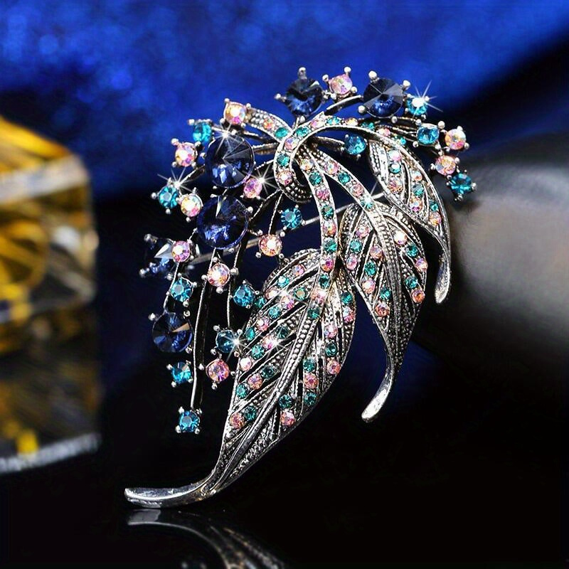 Rainbow Leaf Brooch For Men, Fashion Elegant Alloy Brooch