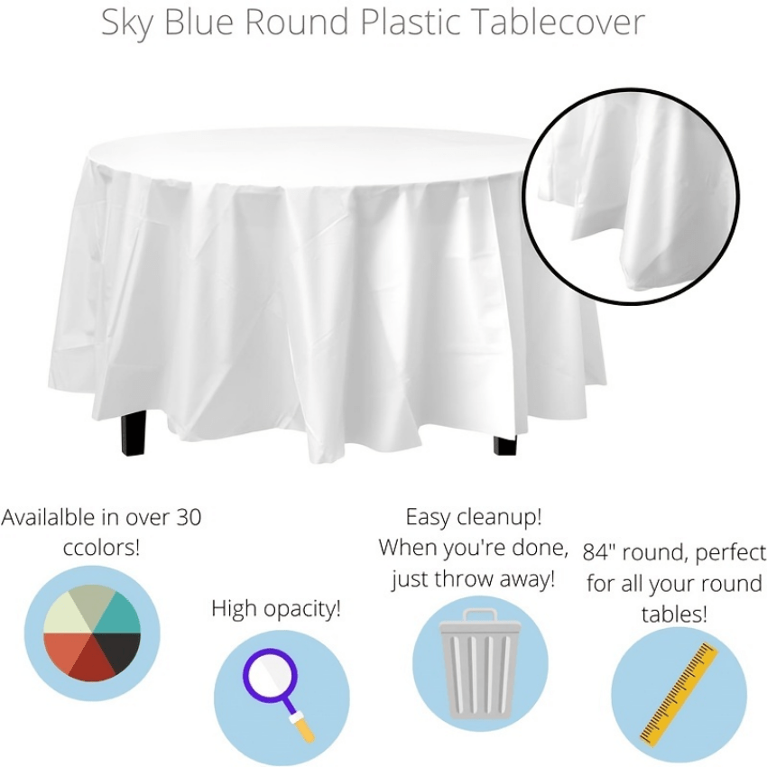 HOUSSE DE TABLE RONDE PLASTIQUE BLANC