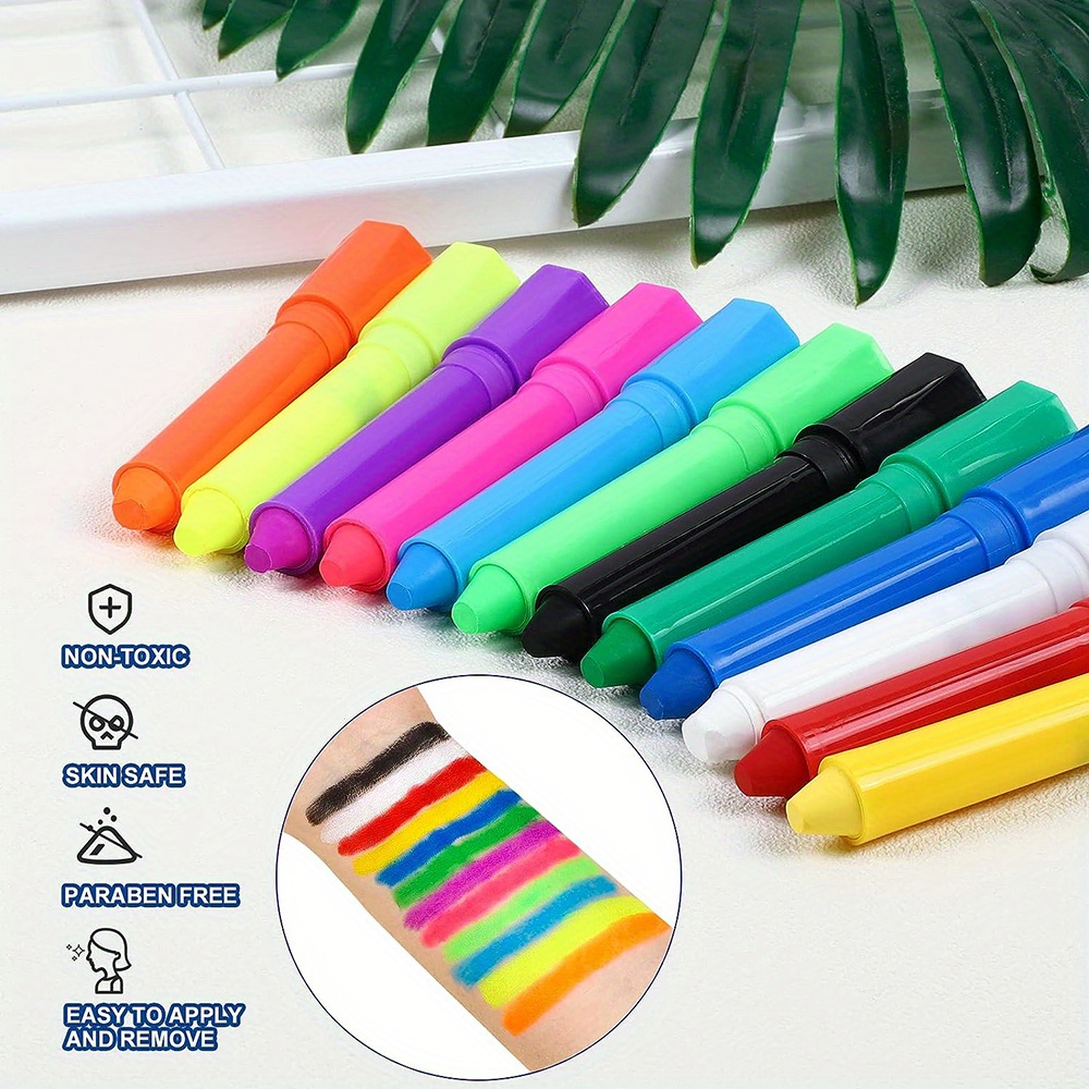 6 Fluorescent Colors 6 Regular Colors Face Paint Crayons - Temu