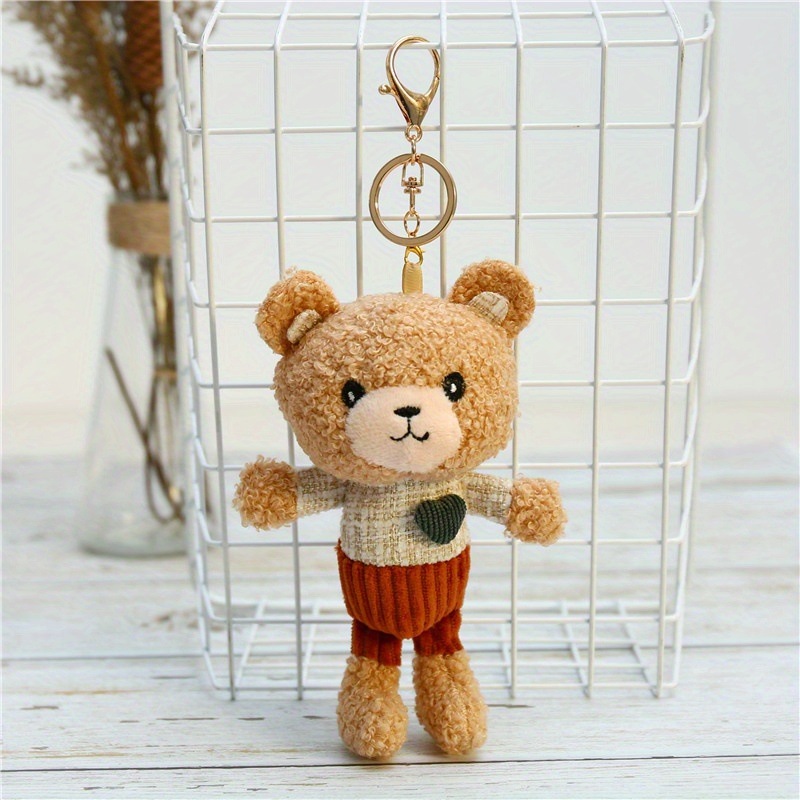 Cute Bear Plush Toy Doll Bag Pendant Small Keychain - Temu