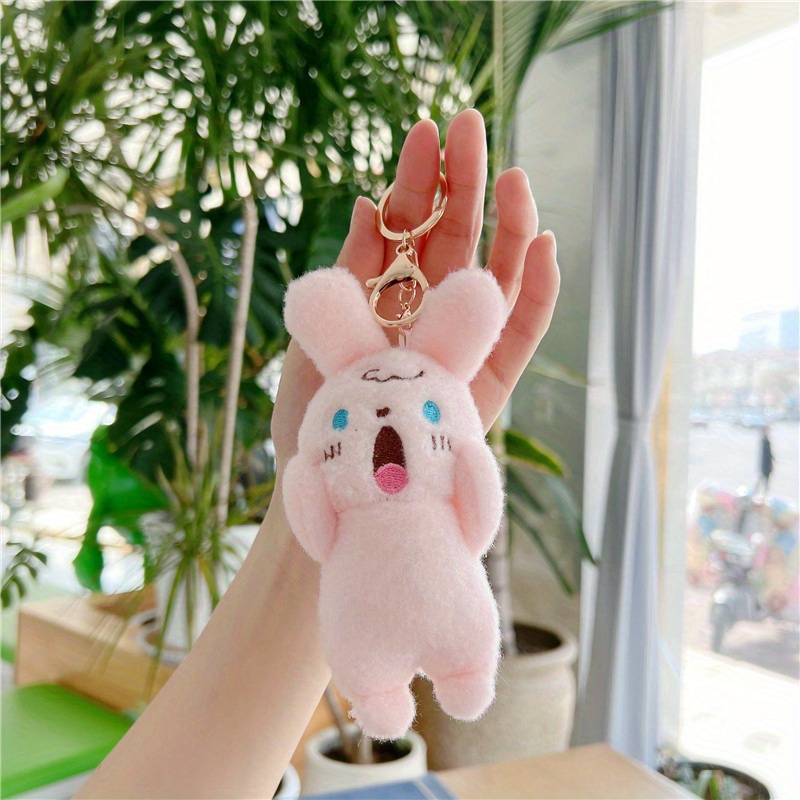 1pc, Cute Bear Bunny Plush Toy Doll Bag Pendant Small Keychain Christmas Party Gift Thanksgiving Gift Key Chain Halloween Decor Doll,Temu