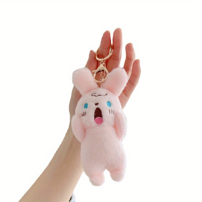 1pc, Cute Bear Bunny Plush Toy Doll Bag Pendant Small Keychain Christmas Party Gift Thanksgiving Gift Key Chain Halloween Decor Doll,Temu