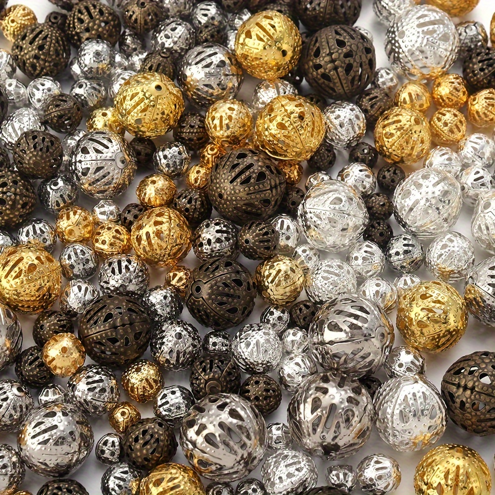 Spacer Beads Silver Vintage Look Beads for Jewelry Making Round 12mm 100  pcs