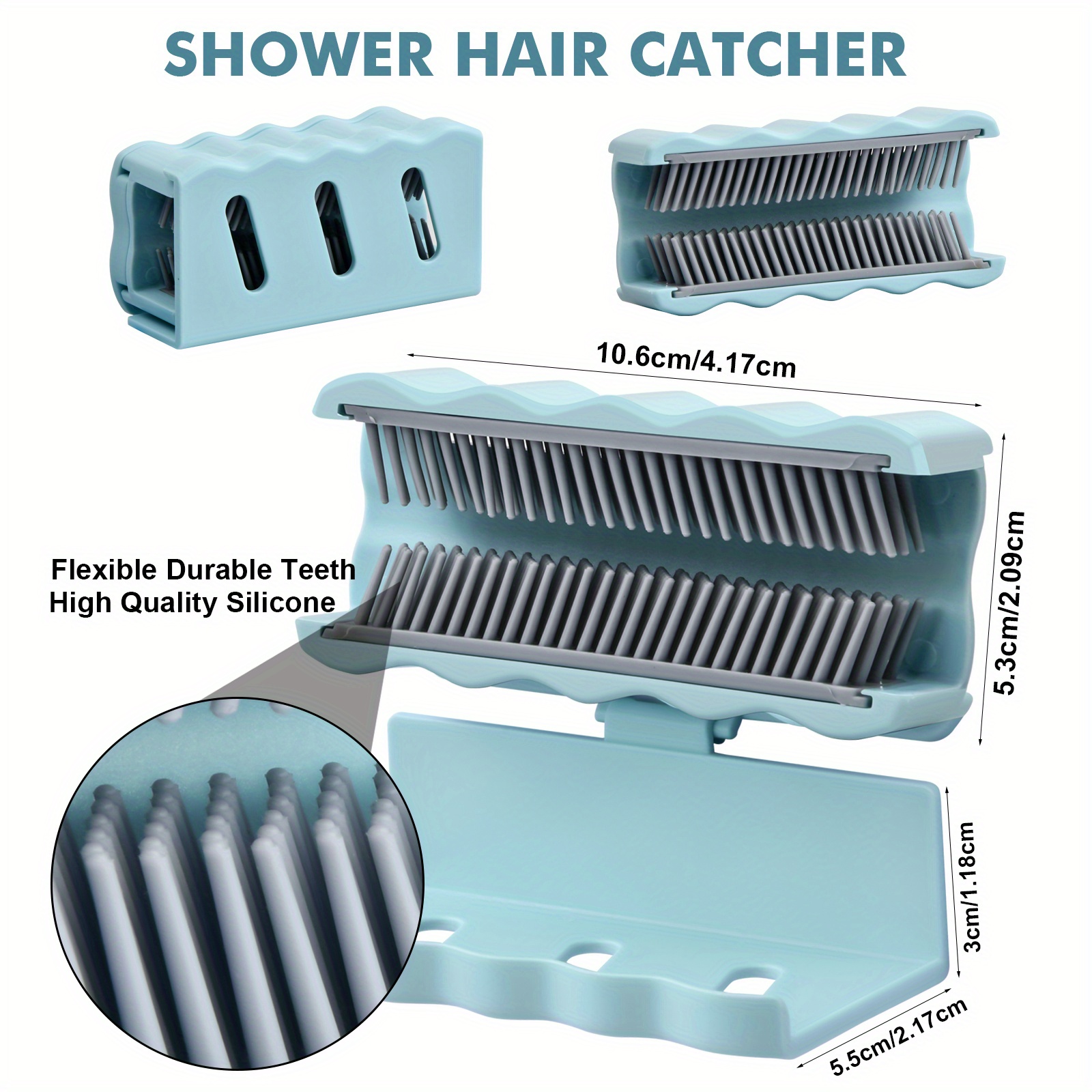 Shower Hair Catcher Wall Silicone Hair Trap Collector for Bathroom