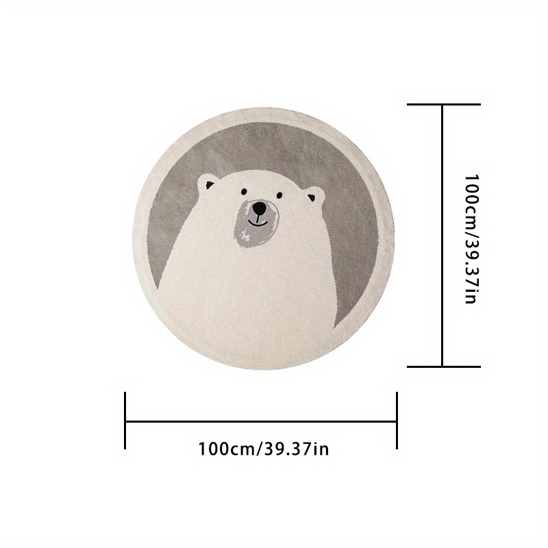 TEMU Snug Haven, Adorable Cartoon-themed Round Rug For Bedroom & Living Room - Soft, Fluffy, Non-slip, Machine Washable Polyester Carpet