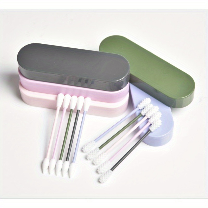 2 Pack Reusable Cotton Ear Swabs, 4 Washable Soft Silicone Sticks With Travel  Case For Makeup Ear Cleaning