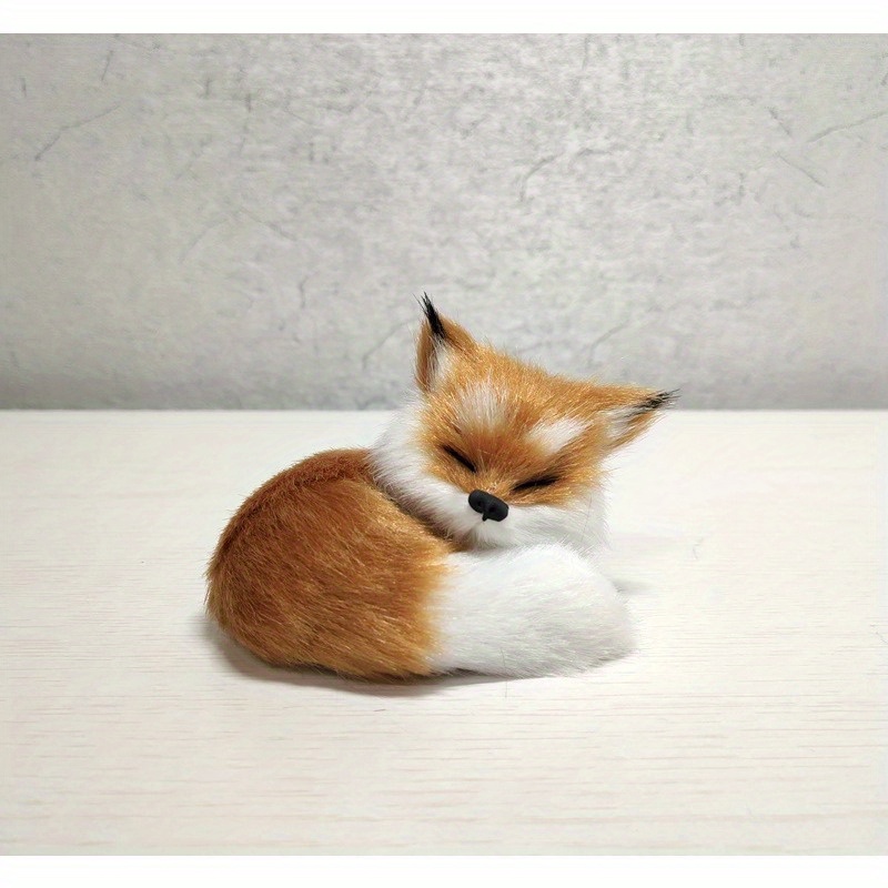 1pcs Mini Small Simulation Fox Toy Squatting Fox Model Home