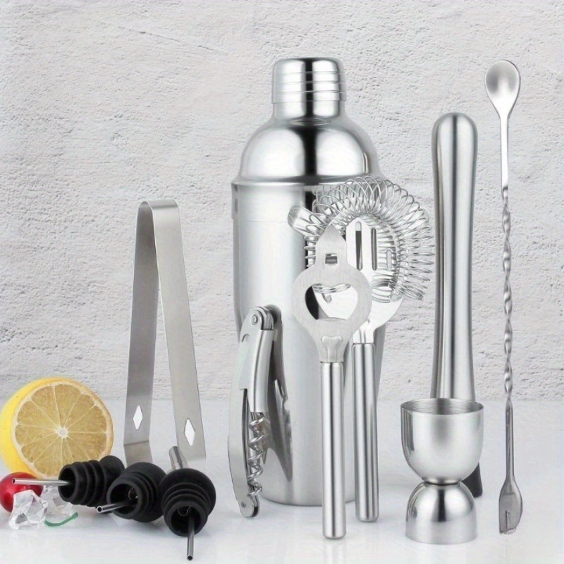 JHHDP Stainless Steel Liquor Cocktail Shaker Bar Wine Mixer Set Bartender  Cocktail Hand Shaker Tool Kit Bar Tool with Bartender Bag