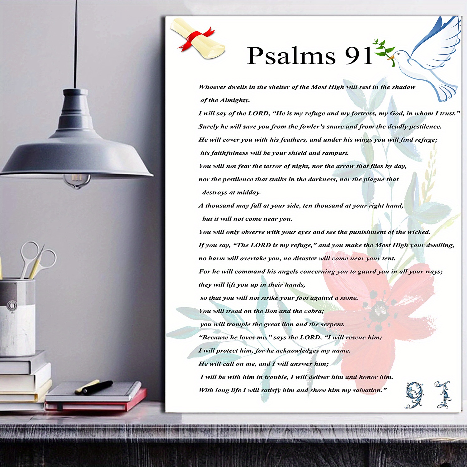 Salmo 91 En Español Para Pared, Psalm Wall Art, Cuadros Cristianos Pared  Español
