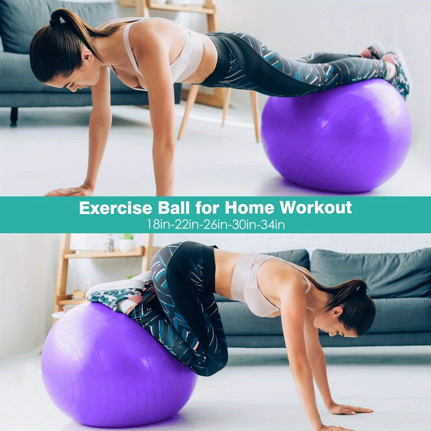 exercise yoga ball stability anti slip ball anti burst workout ball with quick pump balance ball for office home gym