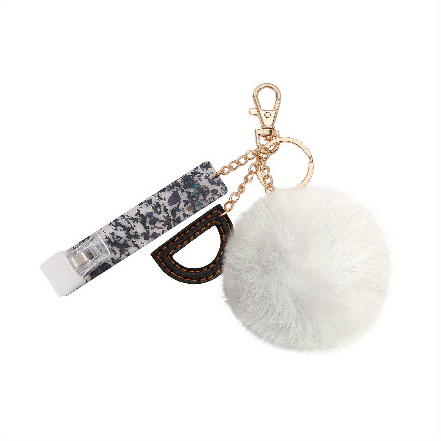 Sequins Card Grabber Keychain For Long Nails Cute Pom Pom - Temu